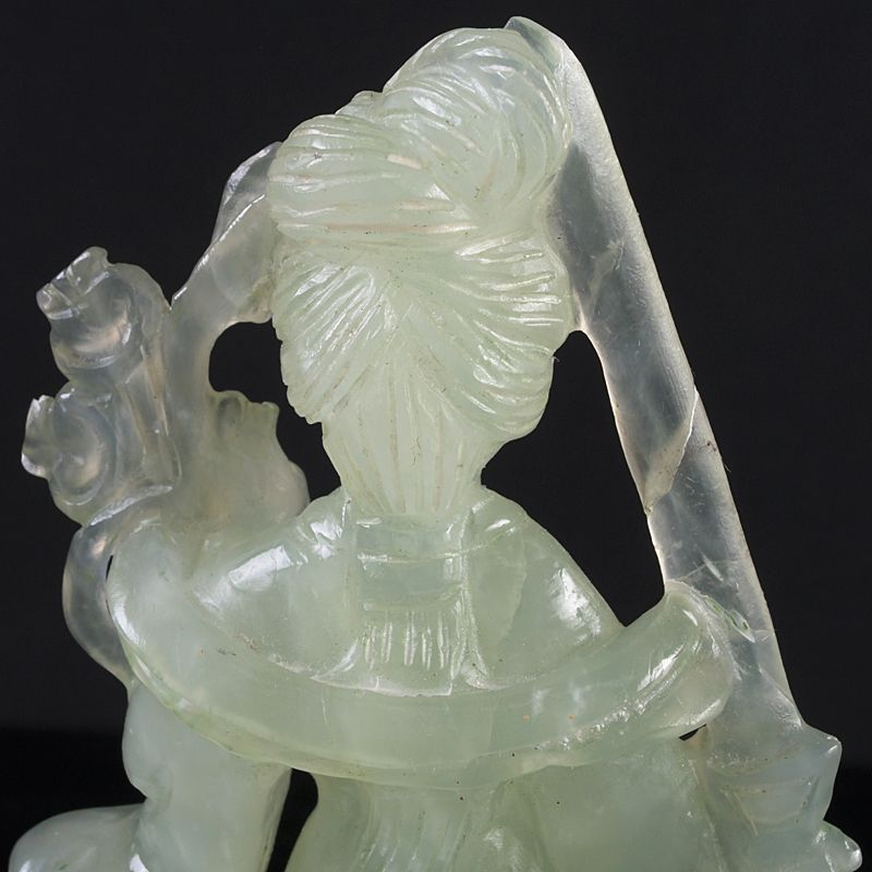 中国 玉石岫玉彫刻 仕女像 置物 唐木台付 N S343 - メルカリ