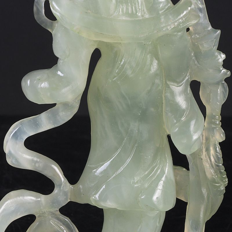 中国 玉石岫玉彫刻 仕女像 置物 唐木台付 N S343 - メルカリ