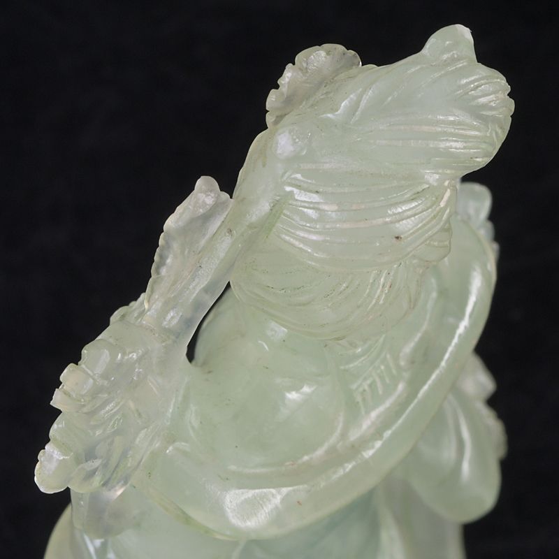 中国 玉石岫玉彫刻 仕女像 置物 唐木台付 N S343 - メルカリ