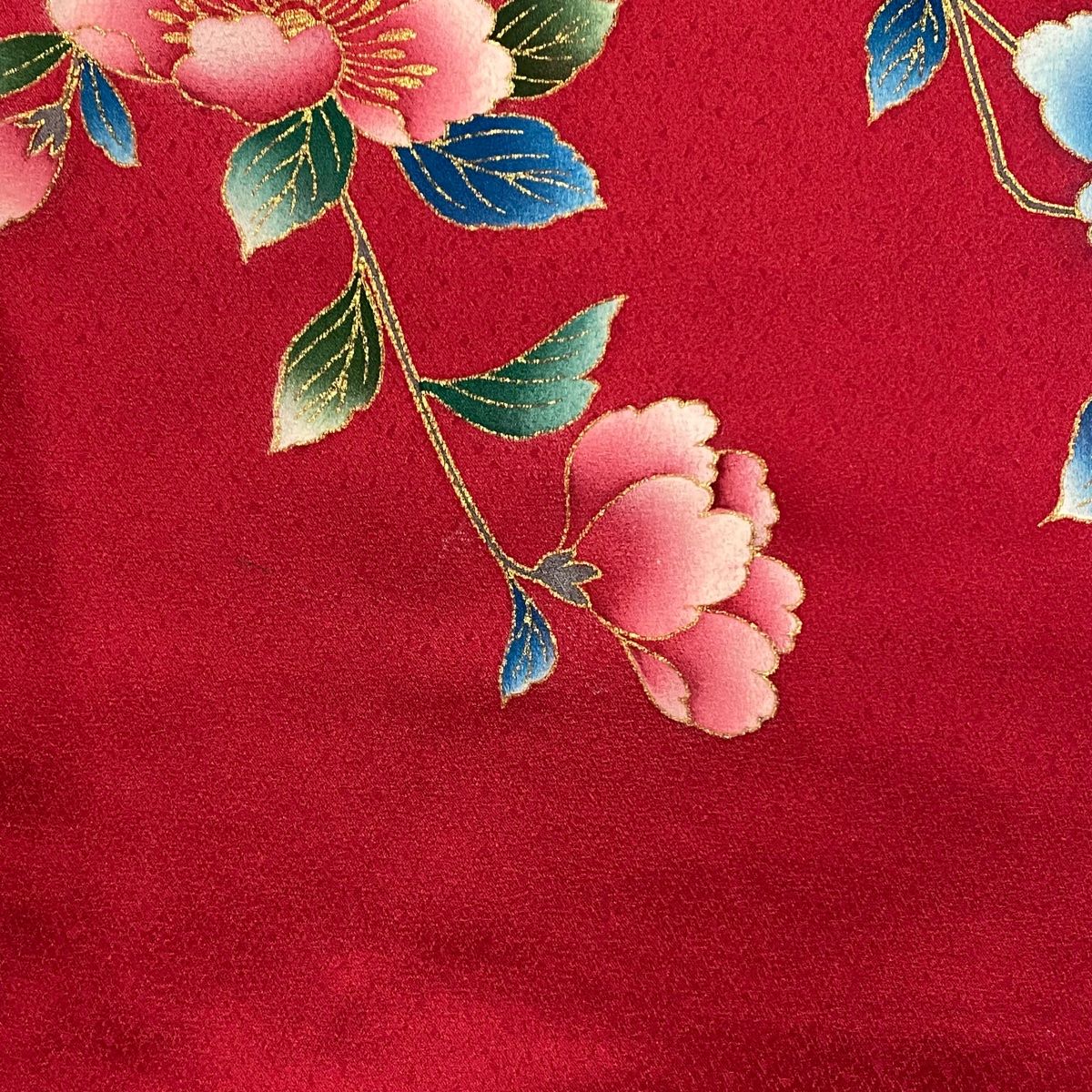 振袖 身丈160.5cm 裄丈65cm M 袷 蝶 桜 刺繍 金彩 赤 正絹 秀品 【中古