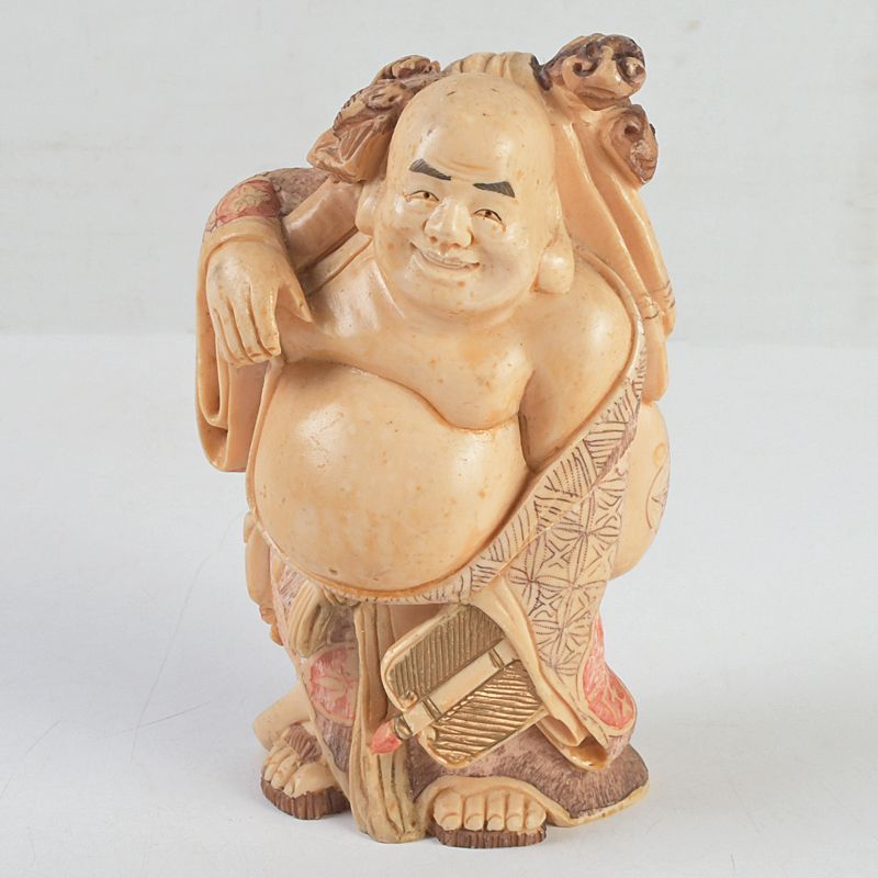 ☆sakura様専用☆中国古玩 木彫 中国の布袋像 刻銘 [ 黄〇