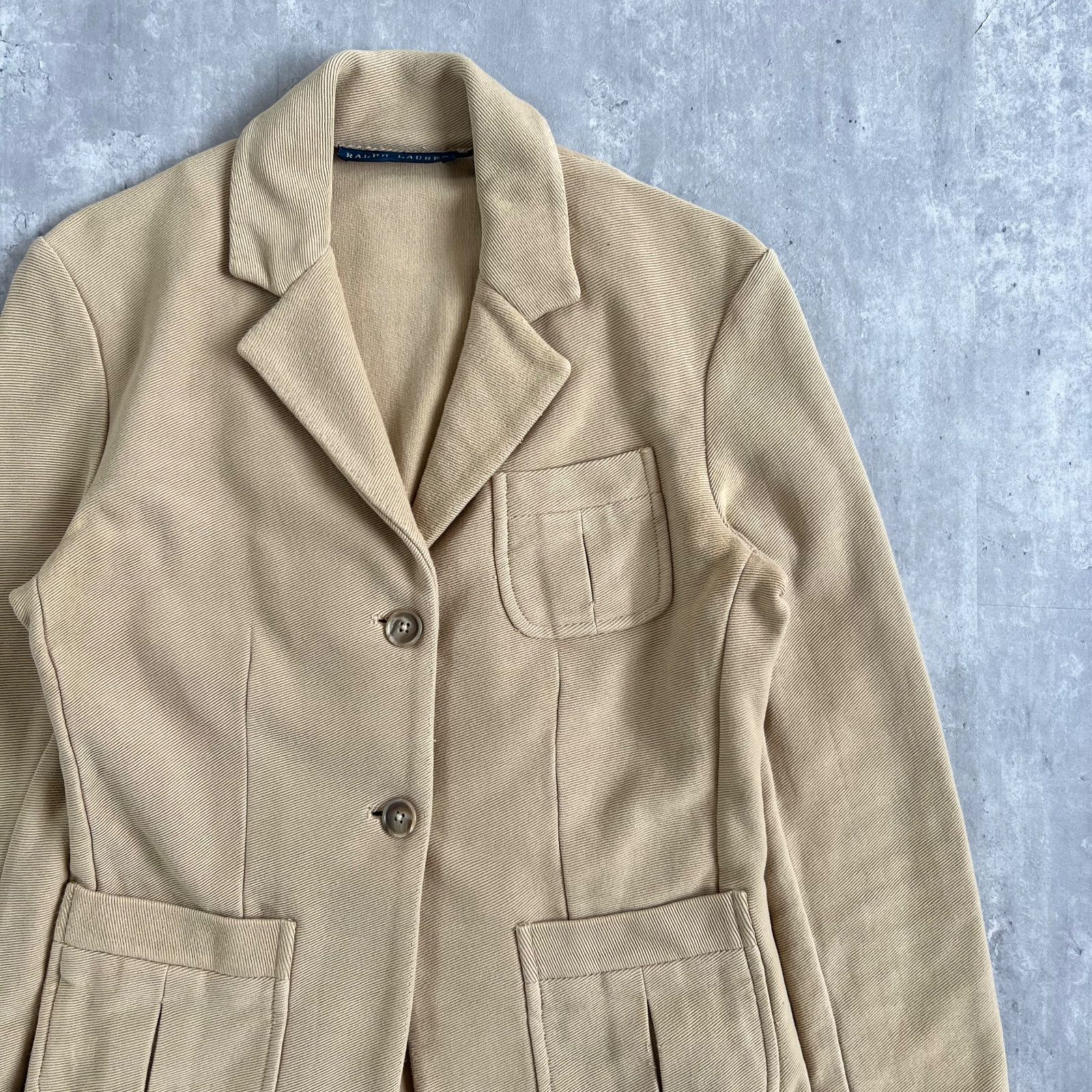 【未使用】ラルフローレン RL ソリッド コットン ブランケット ロゴ ベージュ RALPH LAUREN / ラルフローレン コットンツイル(厚手) テーラード