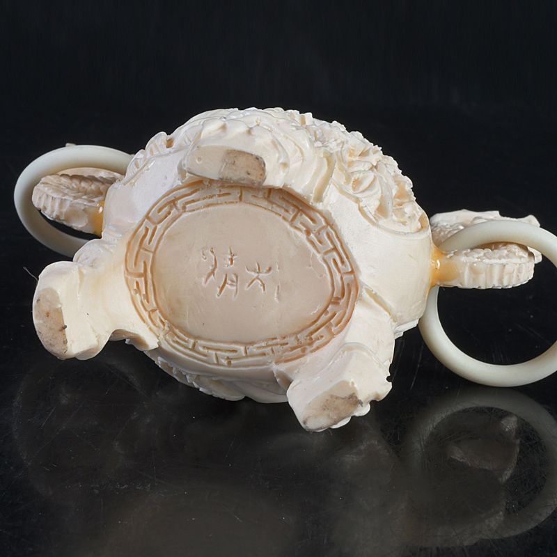 中国 練物彫刻 雙耳活環 獅子鈕蓋爐 香炉 唐木台付 N S349 - メルカリ