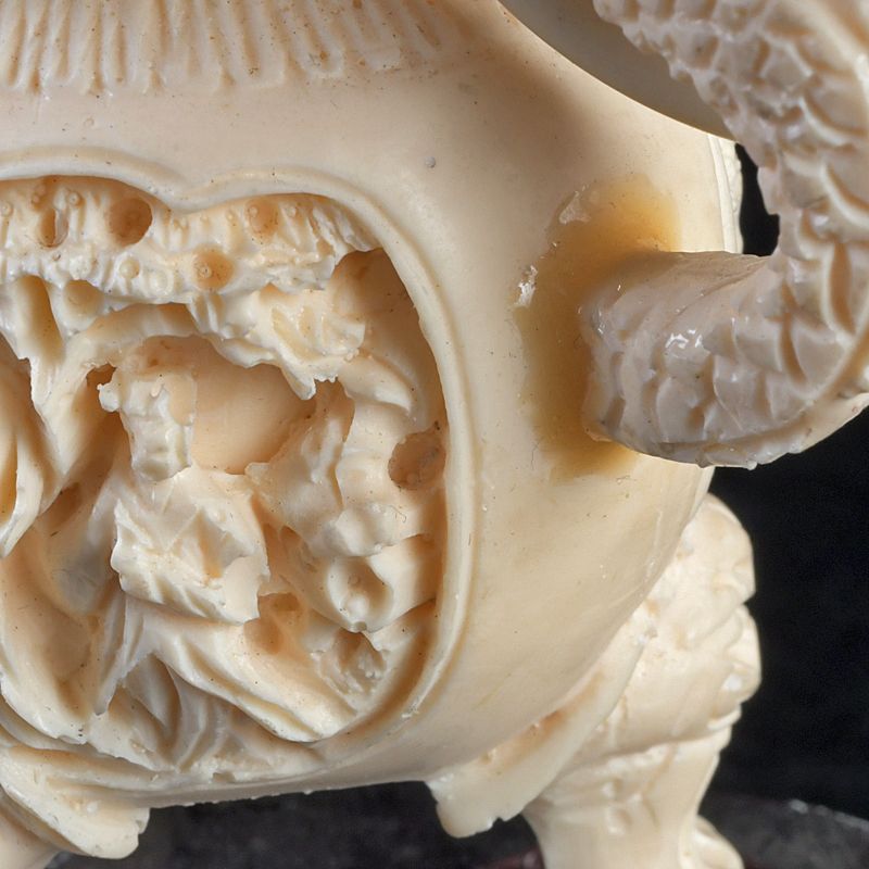 【 木彫玉獅子 元～明代 】　木鼻/柱頭　鑑定蝋印付　中華古玩　　L0205C 木彫玉獅子 元～明代】 木鼻/柱頭 鑑定蝋印付 現存数少ない中国古玩・