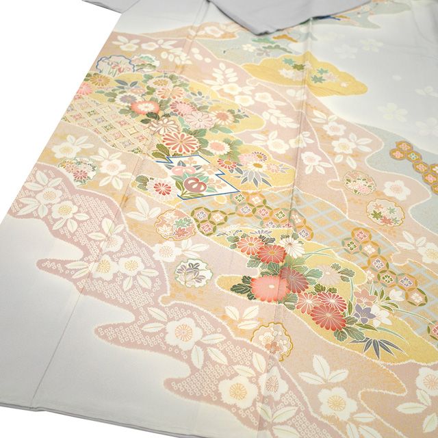 新古品】 訪問着 着物 フォーマル 未使用 正絹 袷 金彩加工 手染め