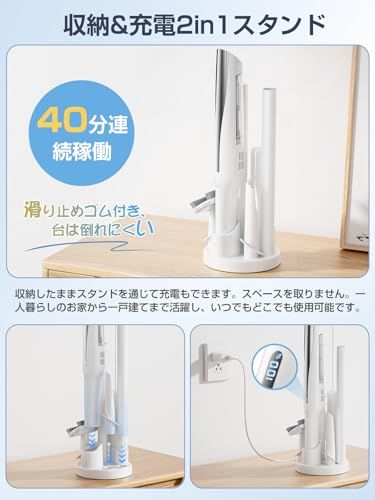 新品 掃除機 コードレス 軽量 【置くだけ充電】 38Kpa強力吸引 最大40分 掃除機 コードレス 軽量 ハンディ 充電式 自走式 4WAY 49800Pa強力吸引