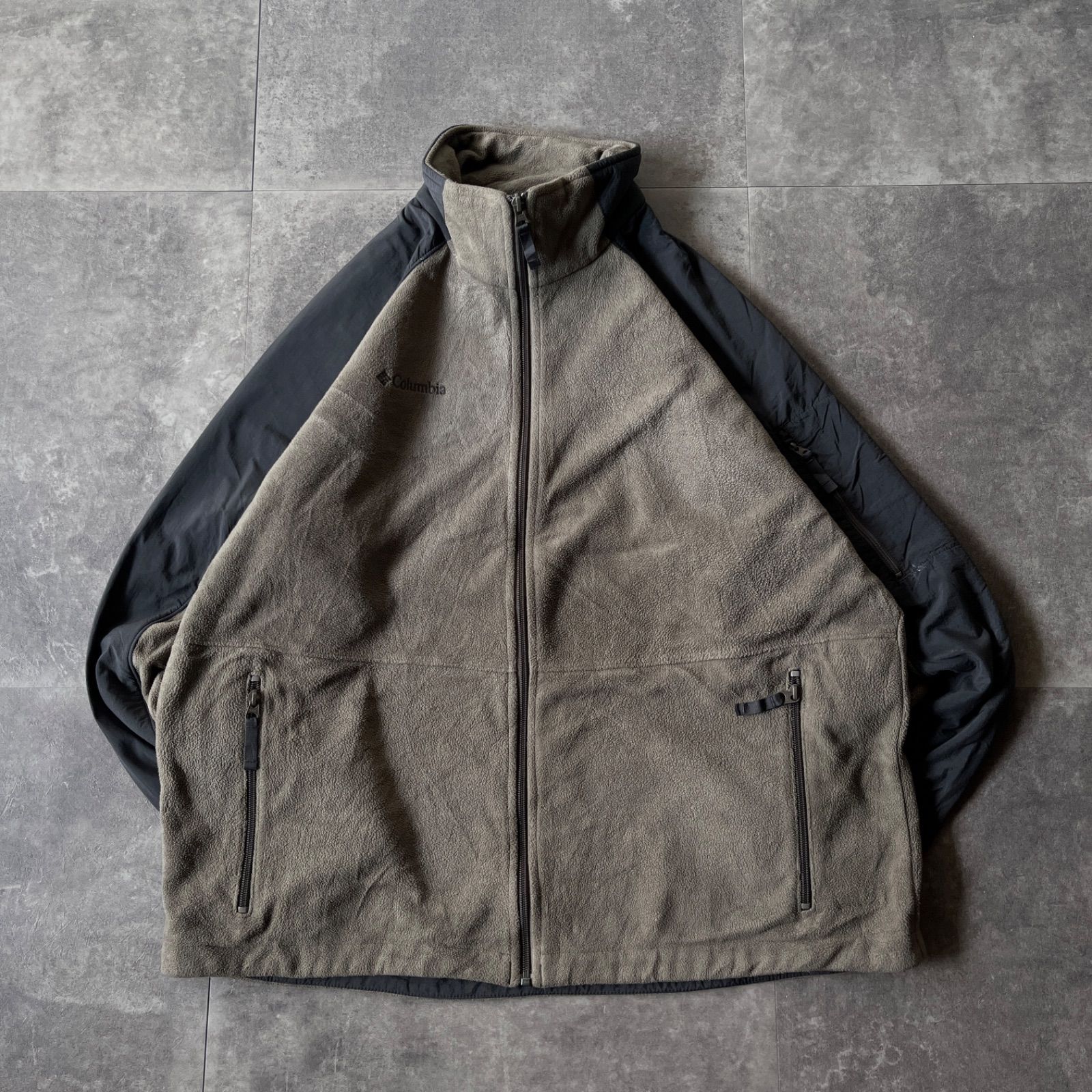 00 s Columbia フリースジャケット カーキ XL相当 A 619 フルジップ