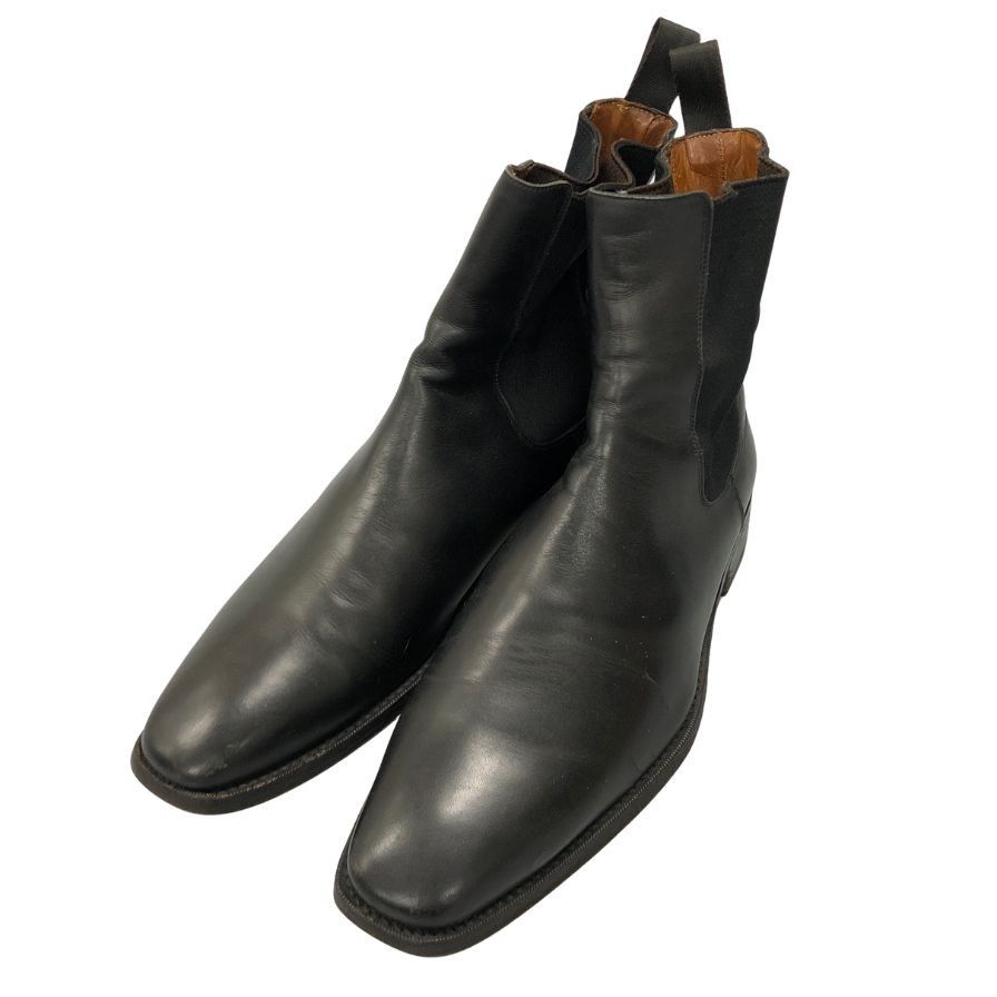 希少品 Santoni サントーニ ブラックレザー ブーツ 7.5 サイドゴア サントーニ サイドゴアブーツ レザー ブラック メンズ サイズ7.5【AFC4