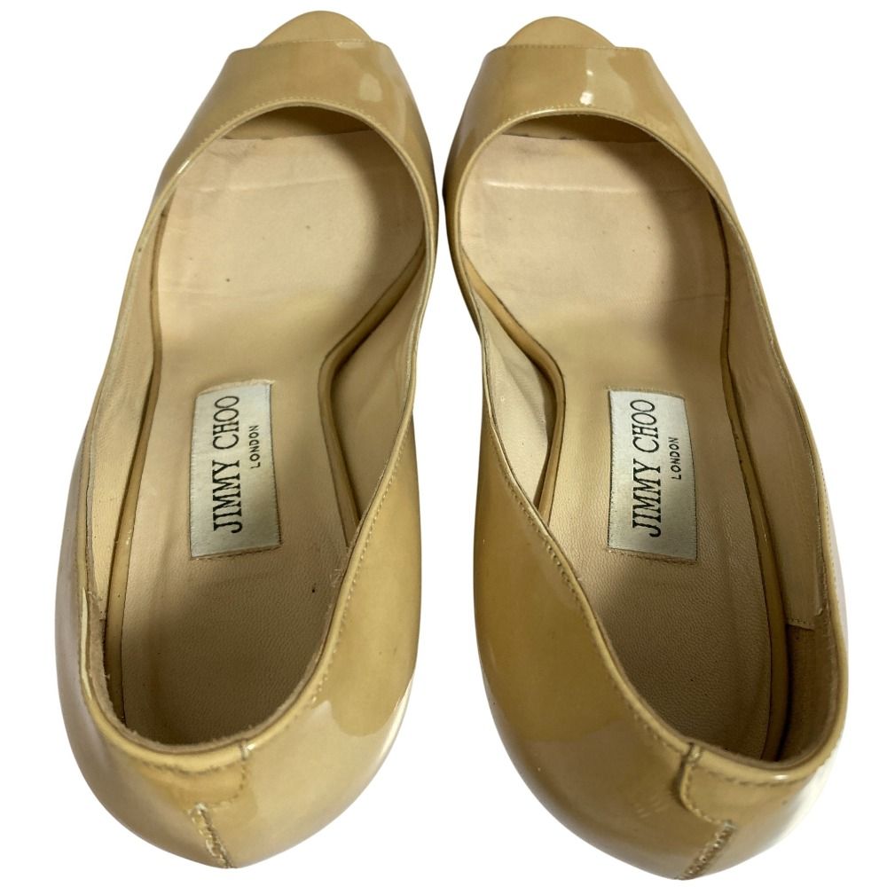 美品 JIMMY CHOO ジミーチュウ パテントレザー オープントゥパンプス