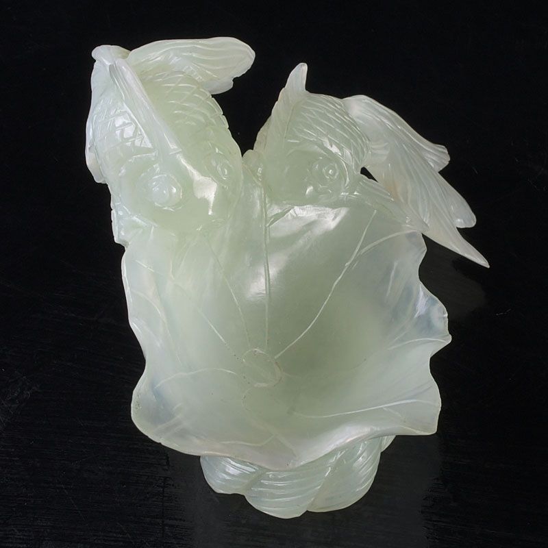 中国 玉石彫刻 瓢箪彫 水孟 筆洗 時代箱付 V 6955 中国 玉石彫刻 瓢箪