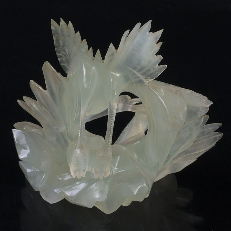 中国 玉石岫玉彫刻 鳥魚刻 置物 C S355 - メルカリ