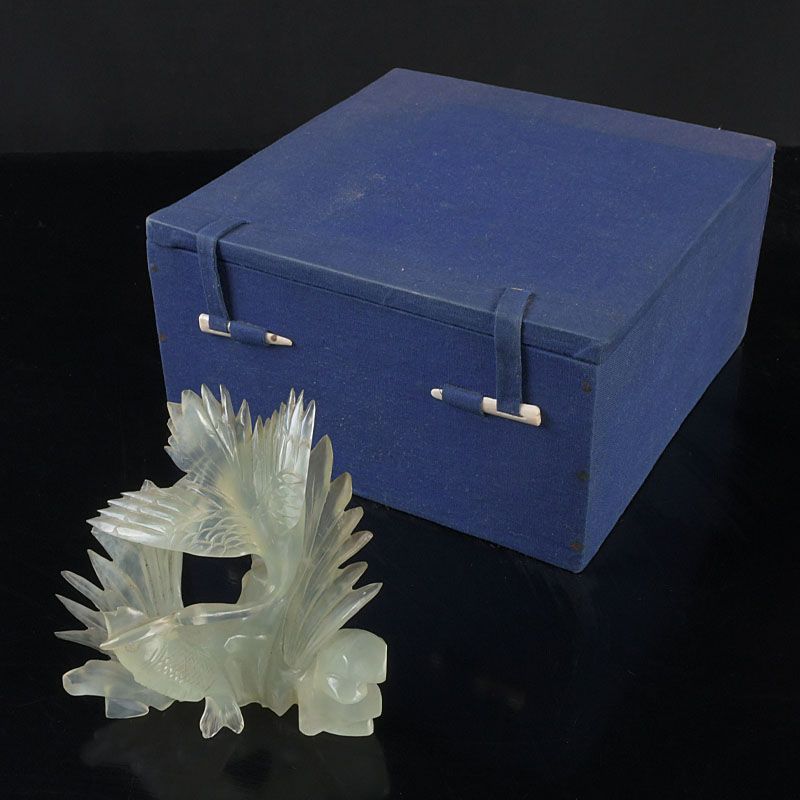 中国 玉石岫玉彫刻 鳥魚刻 置物 C S355 - メルカリ