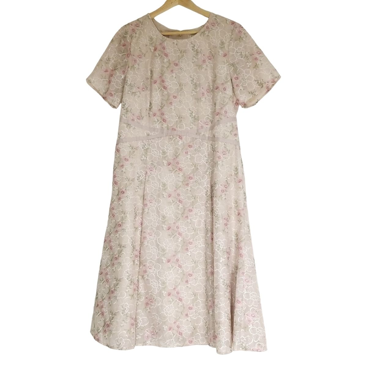 タグ付き ローズティアラ ギンガムチェックと刺繍のワンピース 42 Rose