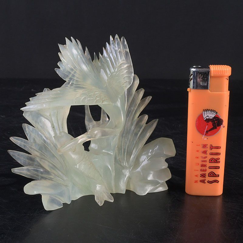 中国 玉石岫玉彫刻 鳥魚刻 置物 C S355 - メルカリ