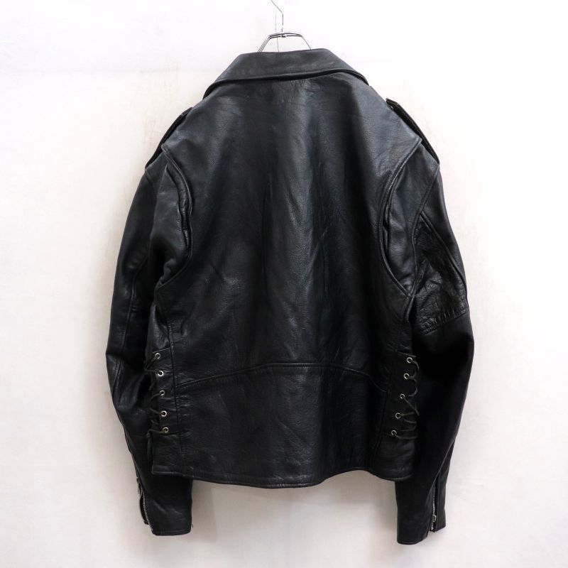80s vintage ブラック ダブルライダースジャケット メンズ XL~サイズ