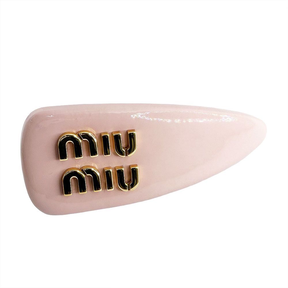 ミュウミュウ パテントレザー ヘアピン　水色 miumiu ヘアピン パテントレザー バレッタ ライトブルー ミュウミュウ