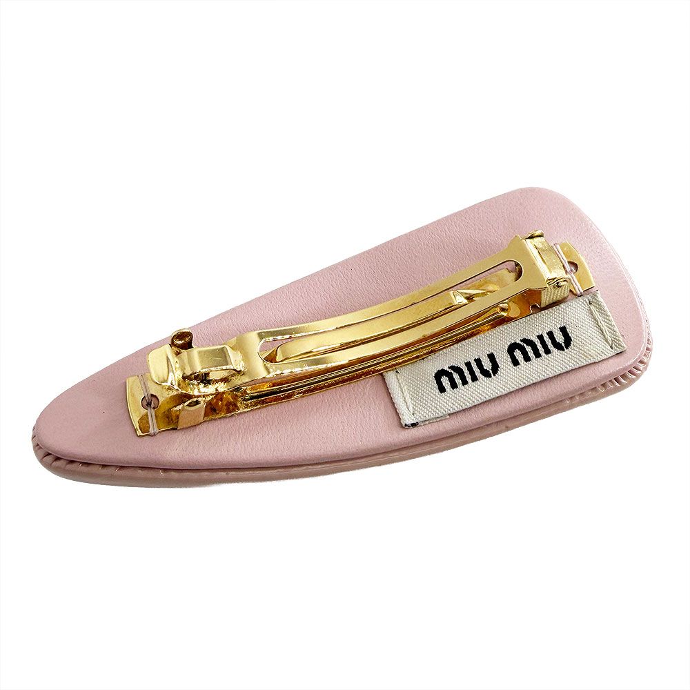 ミュウミュウ miumiu ヘアクリップ ヘアピン パテントレザー 白 MIU