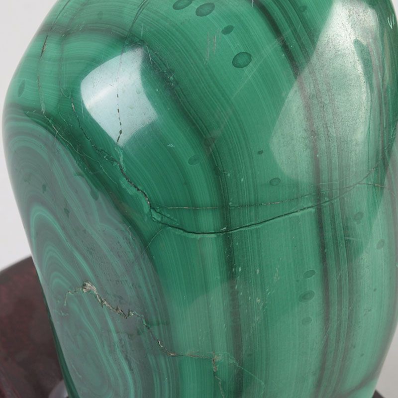 天然石 鑑賞石 マラカイト 孔雀石 原石 パワーストーン 唐木台付 C