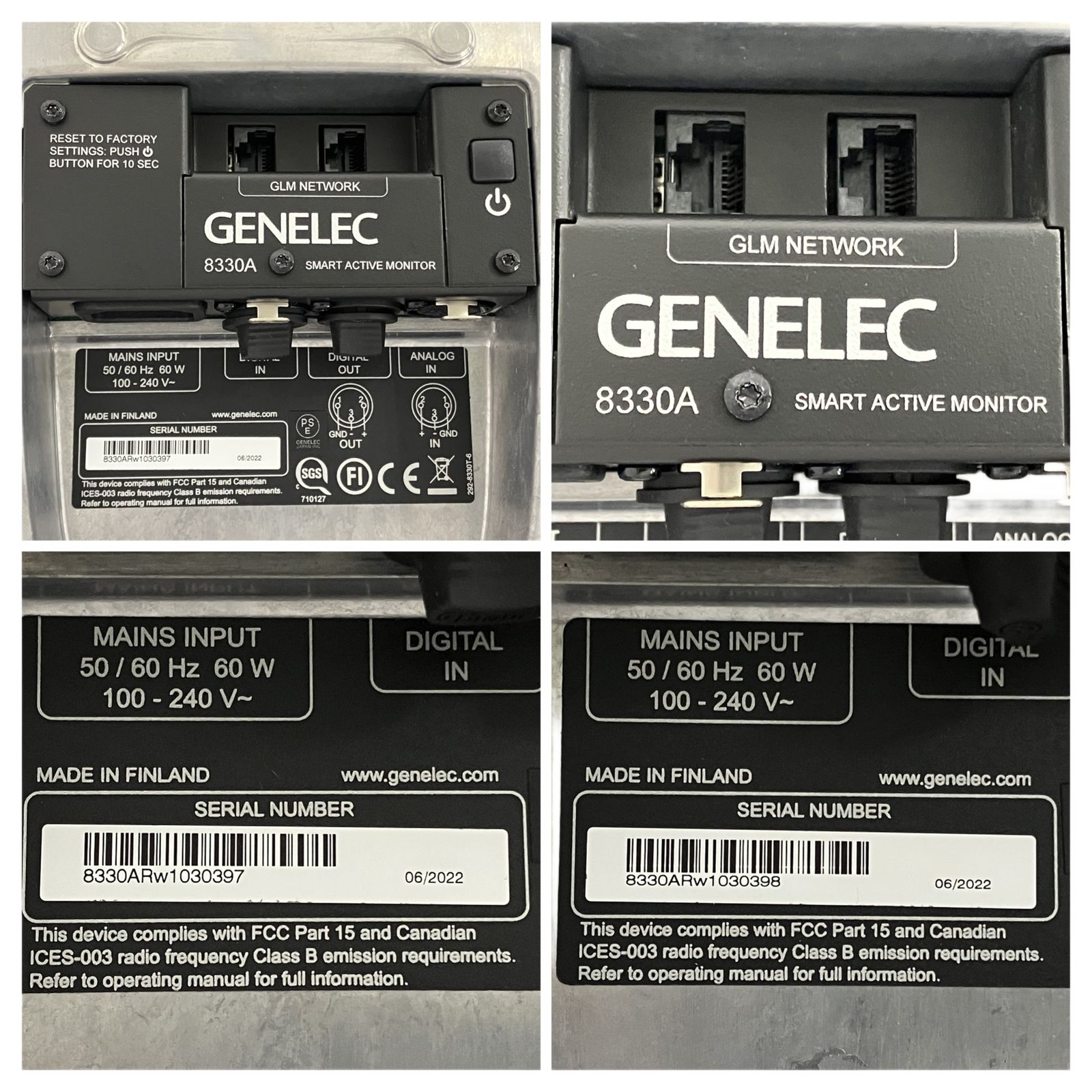 GENELEC 8330A モニタースピーカー ペア アダプターセット 音響器材