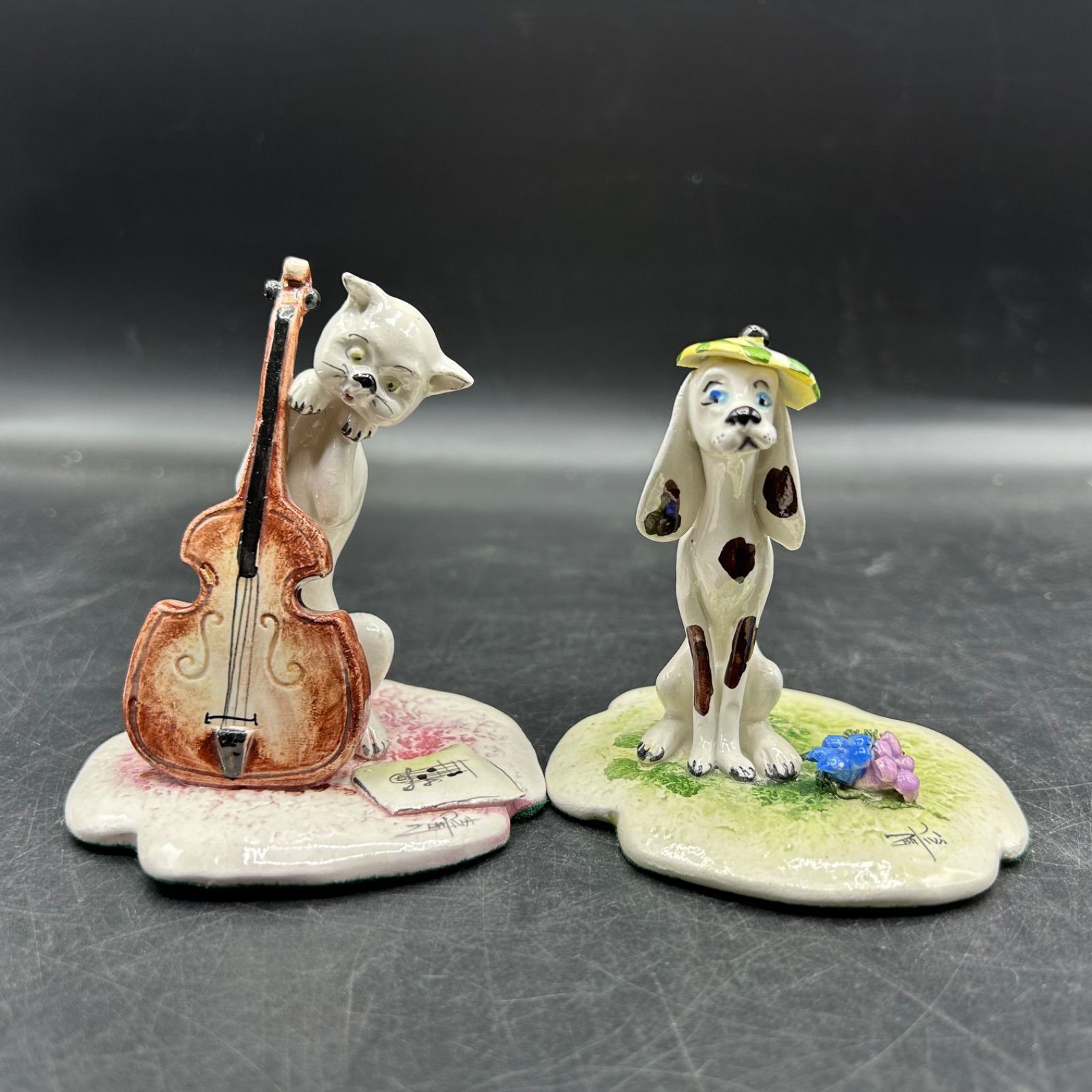 M》2個セット イタリア Zampiva ザンピバ 猫 犬 置き物 インテリア