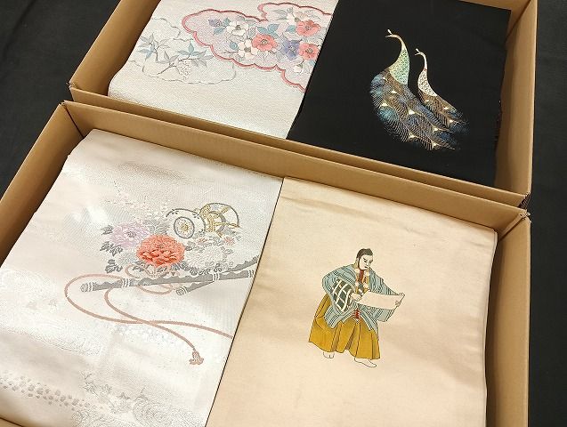 平和屋着物■名古屋帯 まとめて100点 孔雀 人物 能 花柄 楽器 駒刺繍 佐賀錦 金彩 銀糸 など 着用可能多数 未使用品あり 全て正絹 mmm846