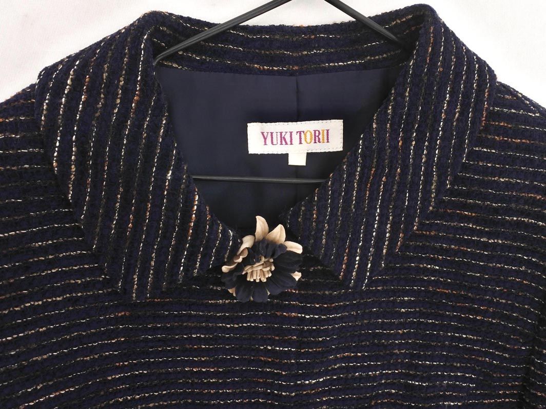 YUKI TORII ユキトリイ ウール混 花ブローチ付き セットアップ