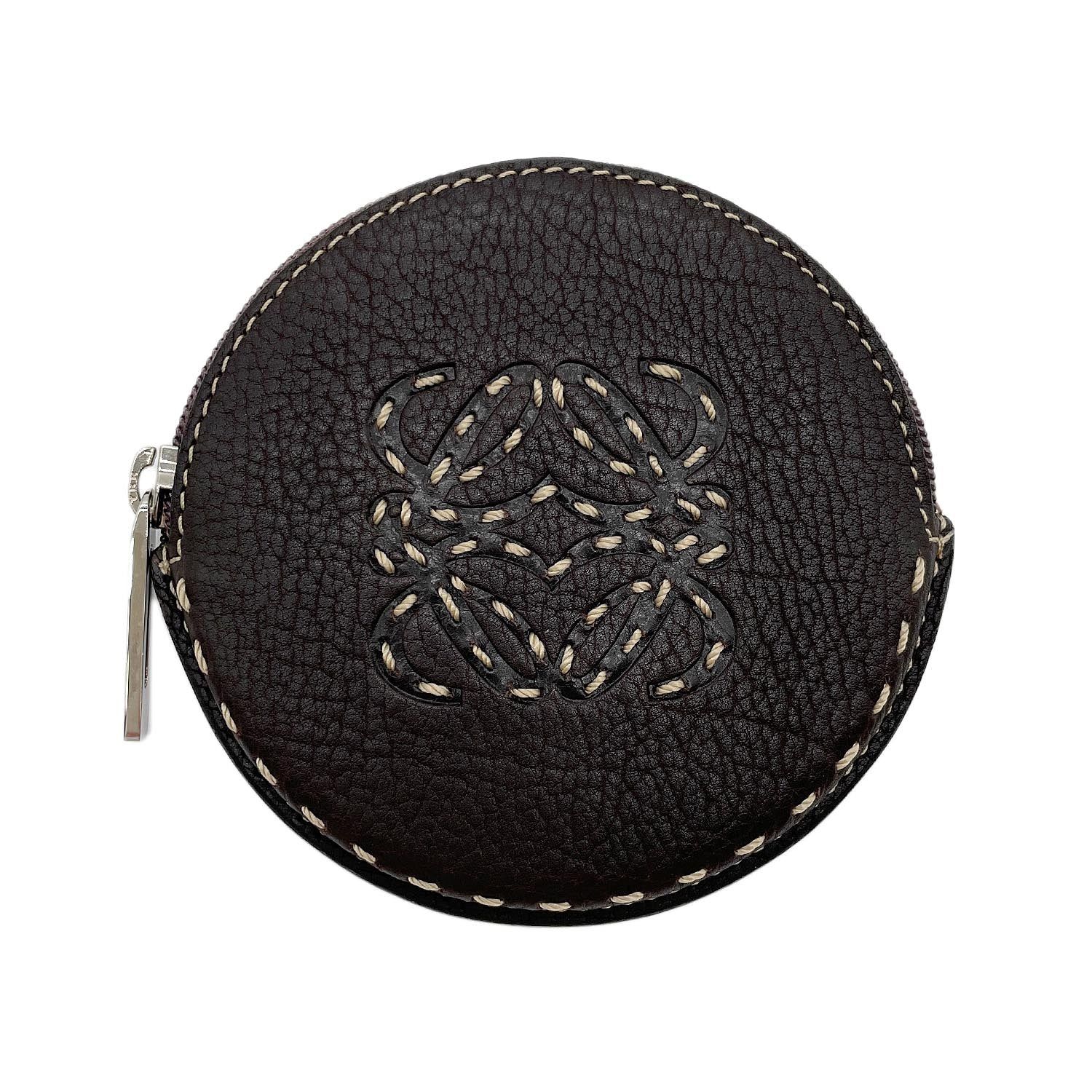 LOEWE アナグラム コインケース ラウンド ステッチ ブラウン 小物入れ