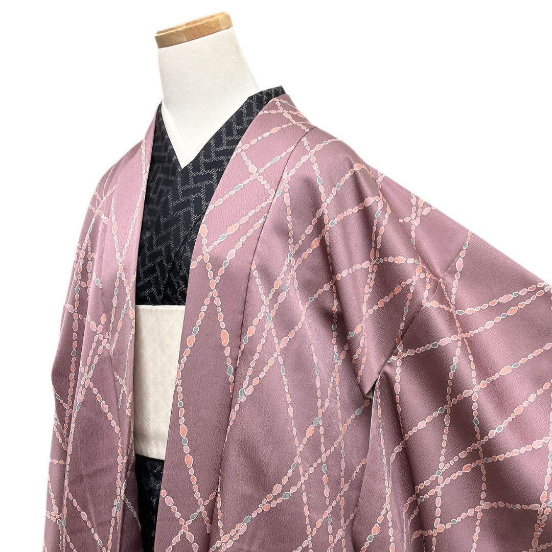 羽織 変わり格子 抽象模様 お洒落 くすみカラー 着物 113 b d ms