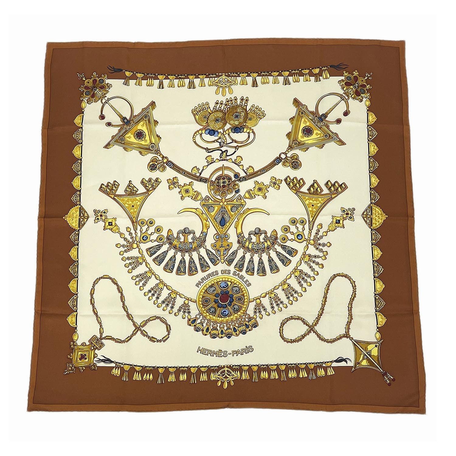 HERMES エルメス カレ90 スカーフ FARURES DES SABLES 砂漠の