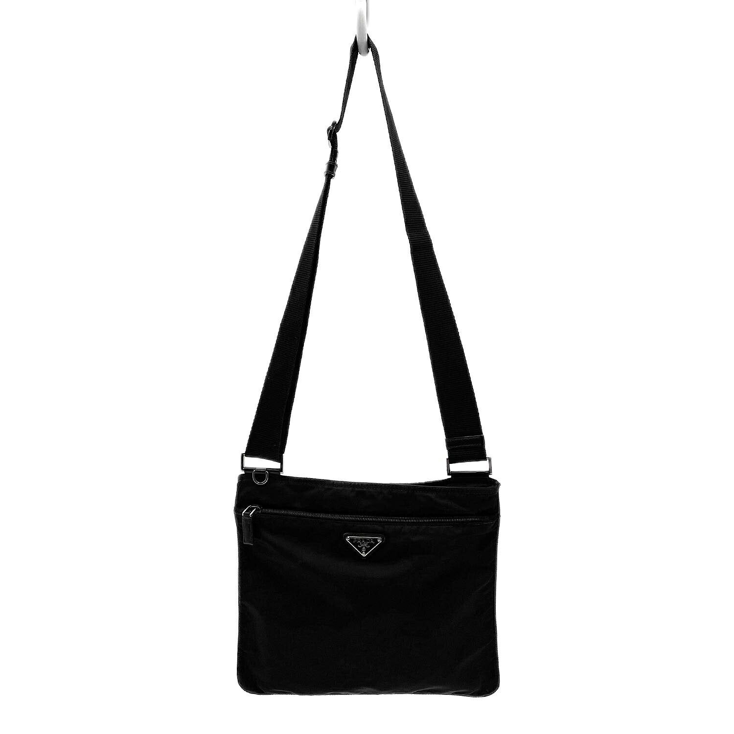 プラダ ショルダーバッグ 三角ロゴプレート テスートナイロン ブラック PRADA】プラダ ショルダーバッグ ナイロン レディース 黒 ブラック