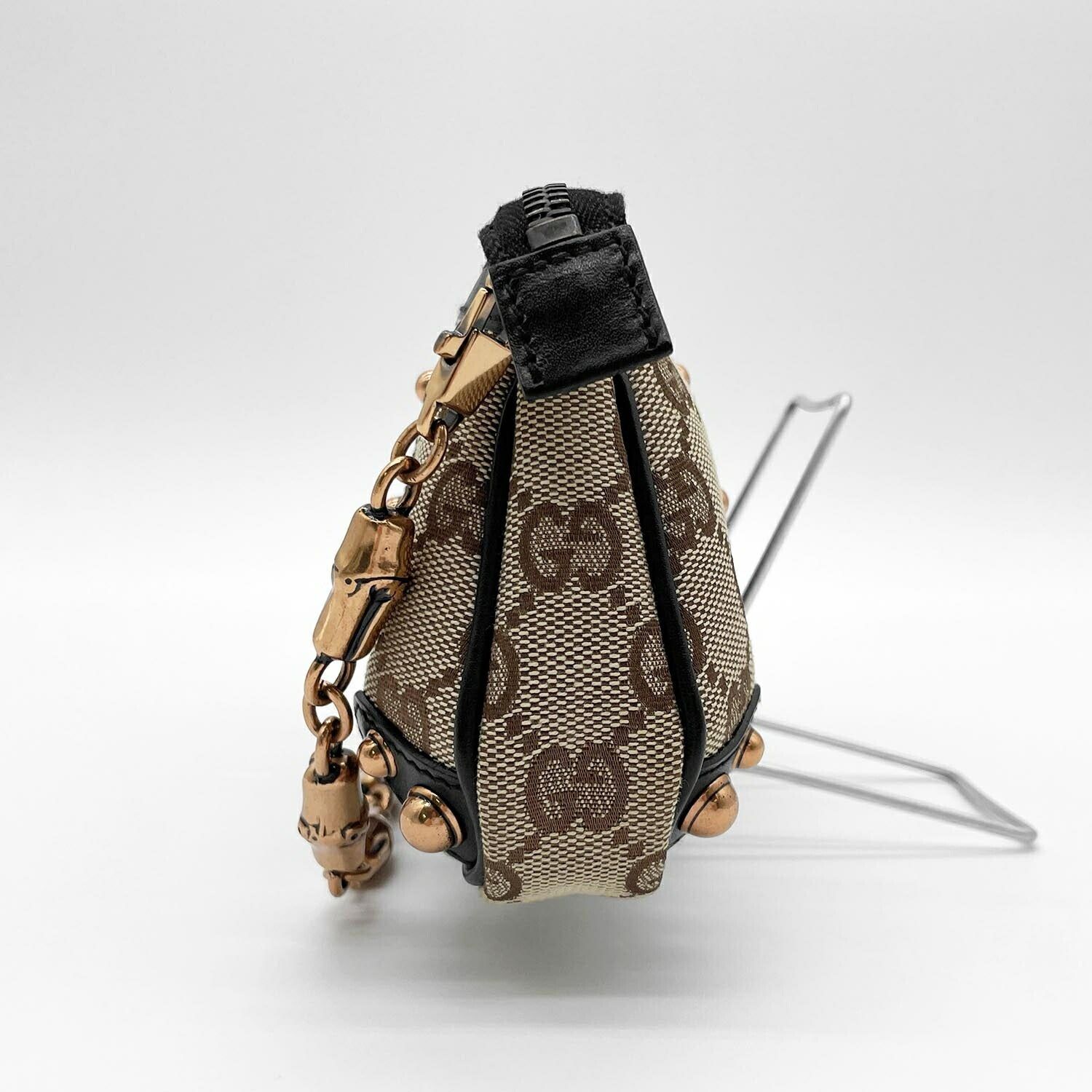 GUCCI グッチ ミニ ハンドバッグ バンブーチェーン GGキャンバス