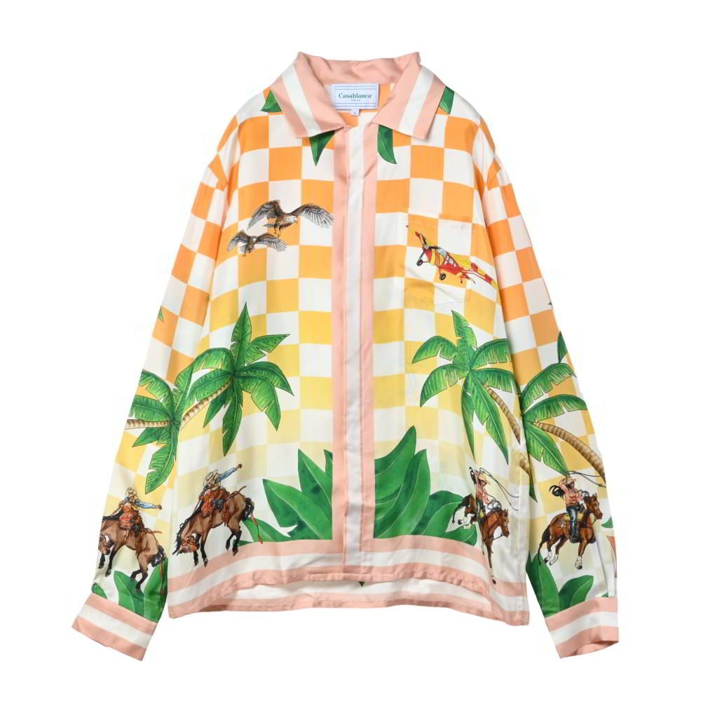 Casablanca シルク プリント オープンカラーシャツ - メルカリ