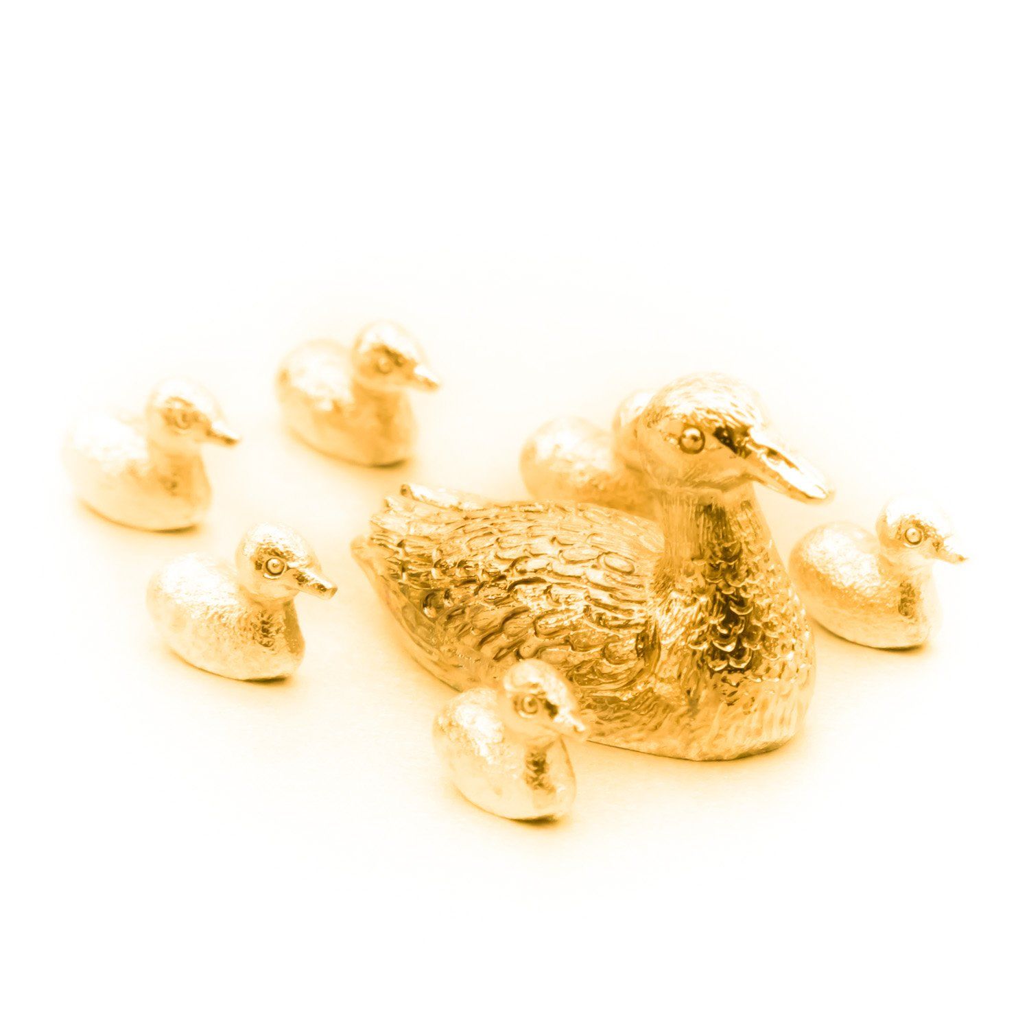 アヒル（鴨）（カモ）の親子 22ct ゴールドプレート イギリス製