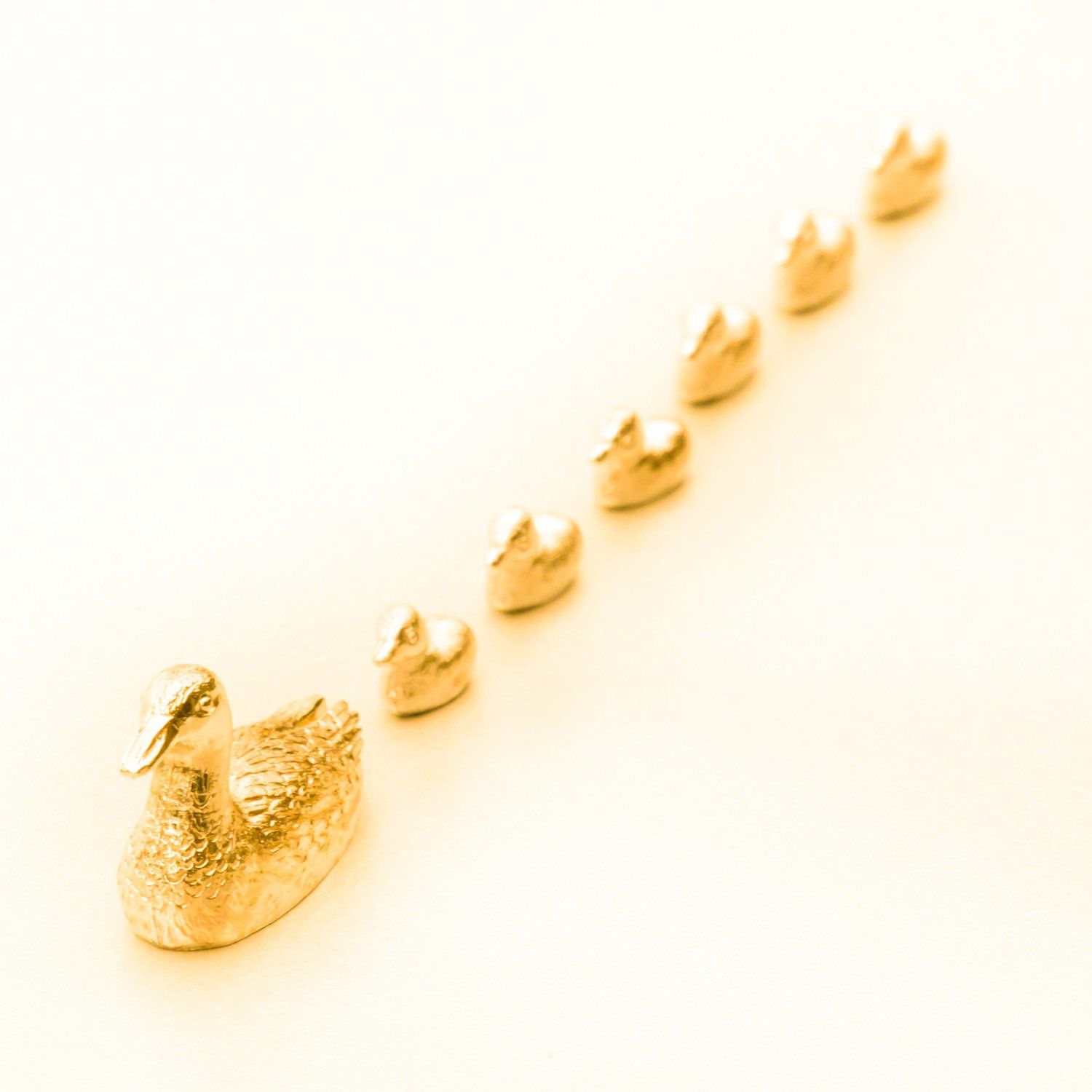 アヒル（鴨）（カモ）の親子 22ct ゴールドプレート イギリス製