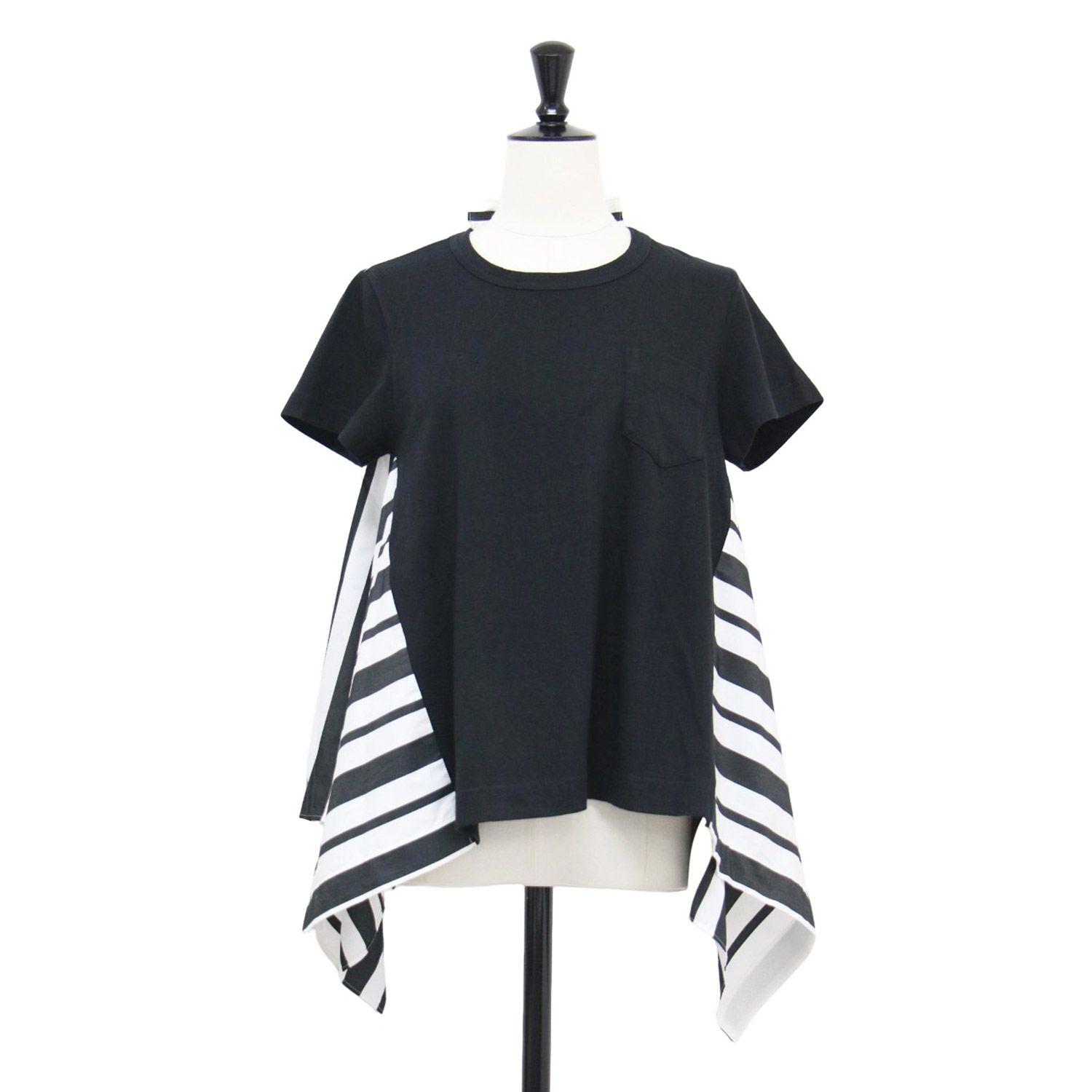 【月末セール】sacai サカイ 2020AW アシンメトリー ブラウス 白 黒 Sacai サカイ カットソー ブラック ホワイト 黒白 サイズ:1(S) | 20春