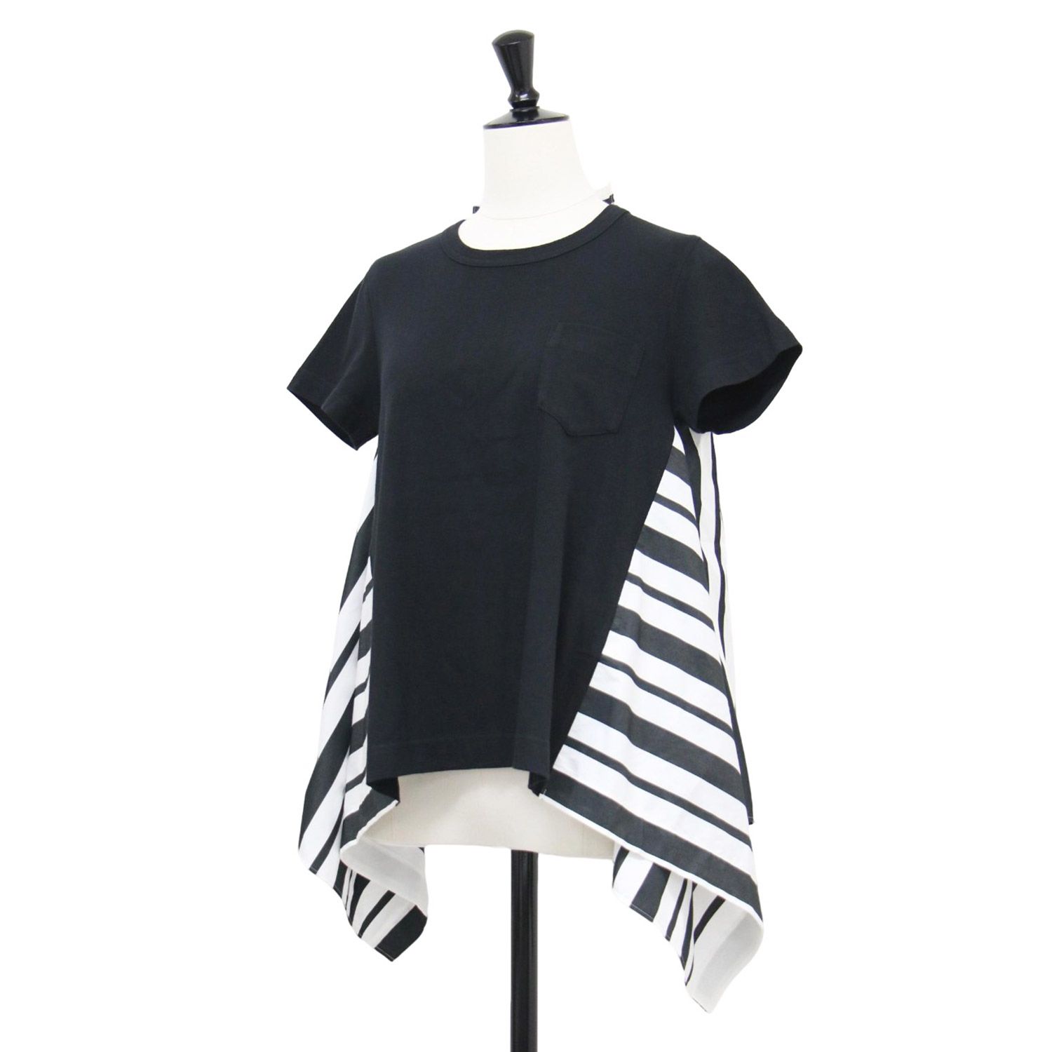 sacai サカイ シャツワンピース アシンメトリー メッシュ ブラック sacai サカイ シャツワンピース アシンメトリー メッシュ ブラック