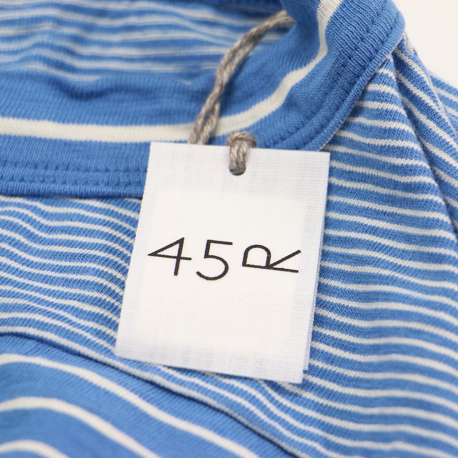 45R フォーティファイブ・アール Tシャツ ブルー サイズ:FREE | クレイジー縞天竺の908オーシャンＴシャツ / カットソー | 長袖 スタンドネック ワイド ボーダー ストライプ コットン | トップス | 日本製【レディース】【K4639】 新品】45R フォーティファイブ・アール Tシャツ ブルー サイズ:FREE