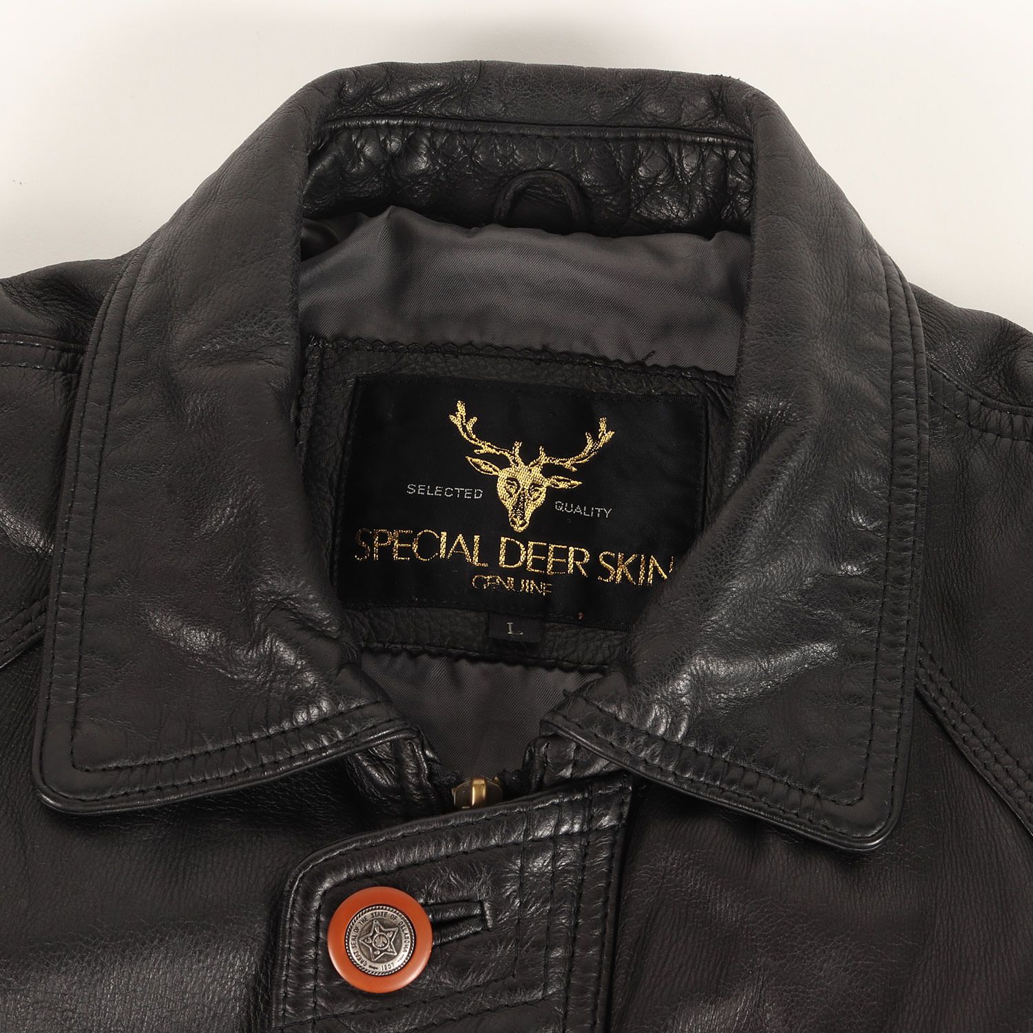 90s - 00s ヴィンテージ古着 | 90s ディアスキンレザー ジップ 中綿