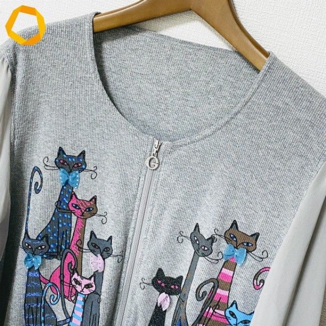 anc イタリヤ 伊太利屋 カーディガン チュニック 11 グレー マルチ