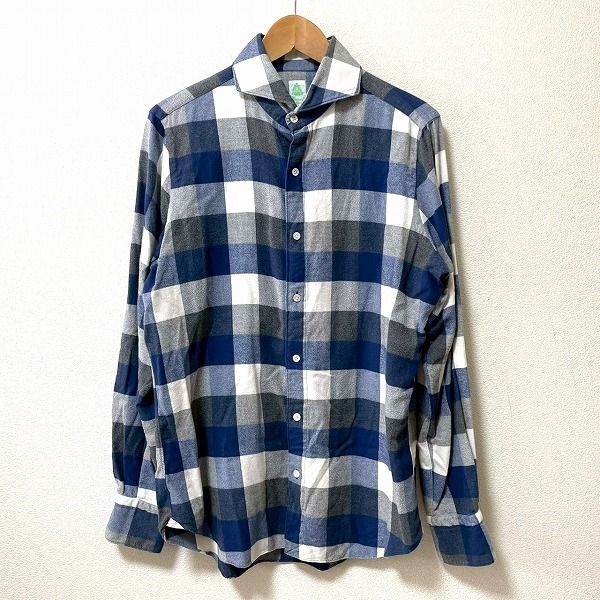 finamoreチェックシャツSネルシャツ フィナモレ フランネル 長袖