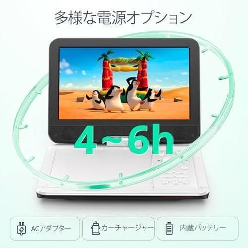 ポータブルDVDプレーヤー 12.5インチ メモリー再生機能付き。【ホワイト】 ポータブルDVDプレーヤー 12.5インチ メモリー再生機能付き 【ホワイト