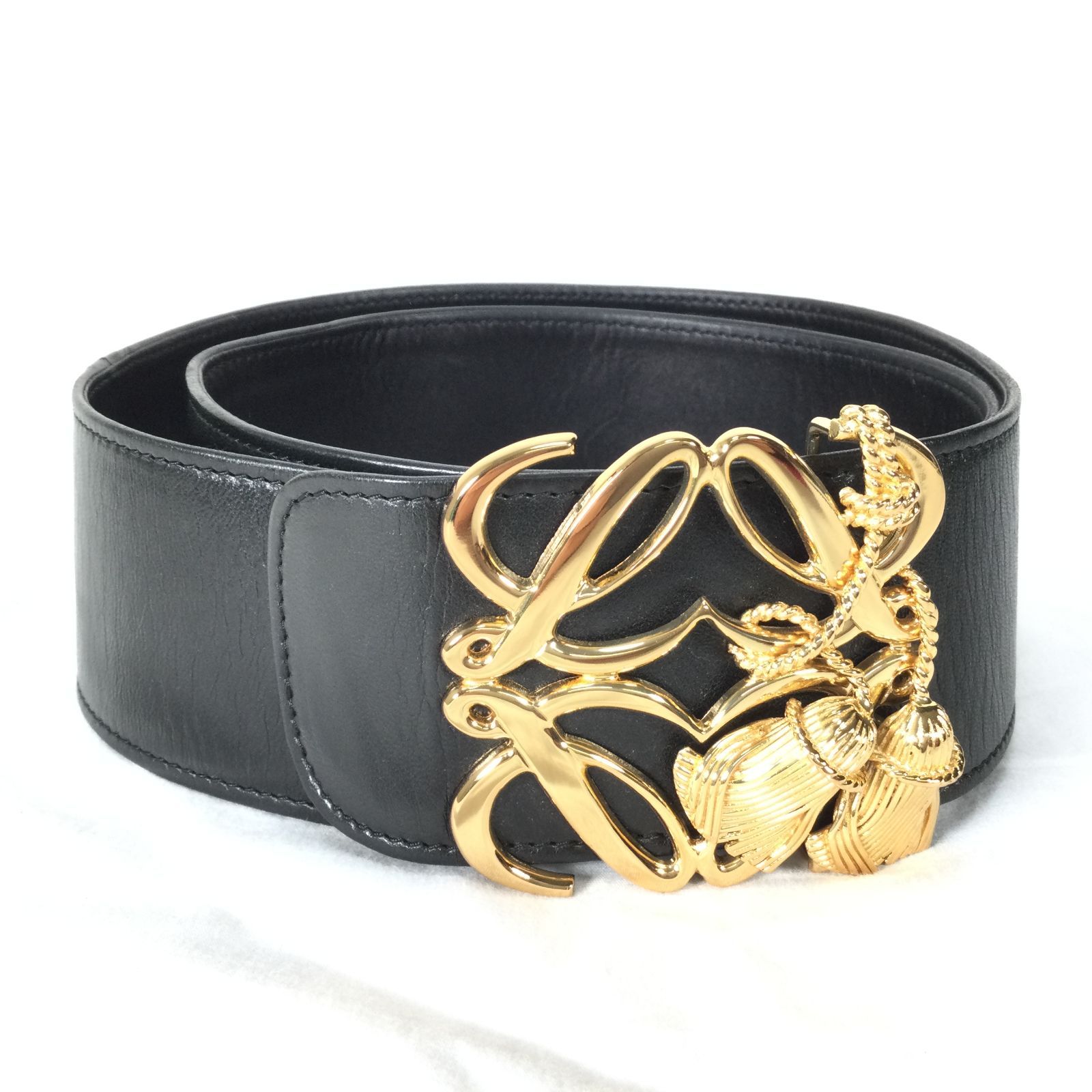 1411 LOEWE ロエベ ベルト タッセルモチーフ アナグラム レザー メンズ