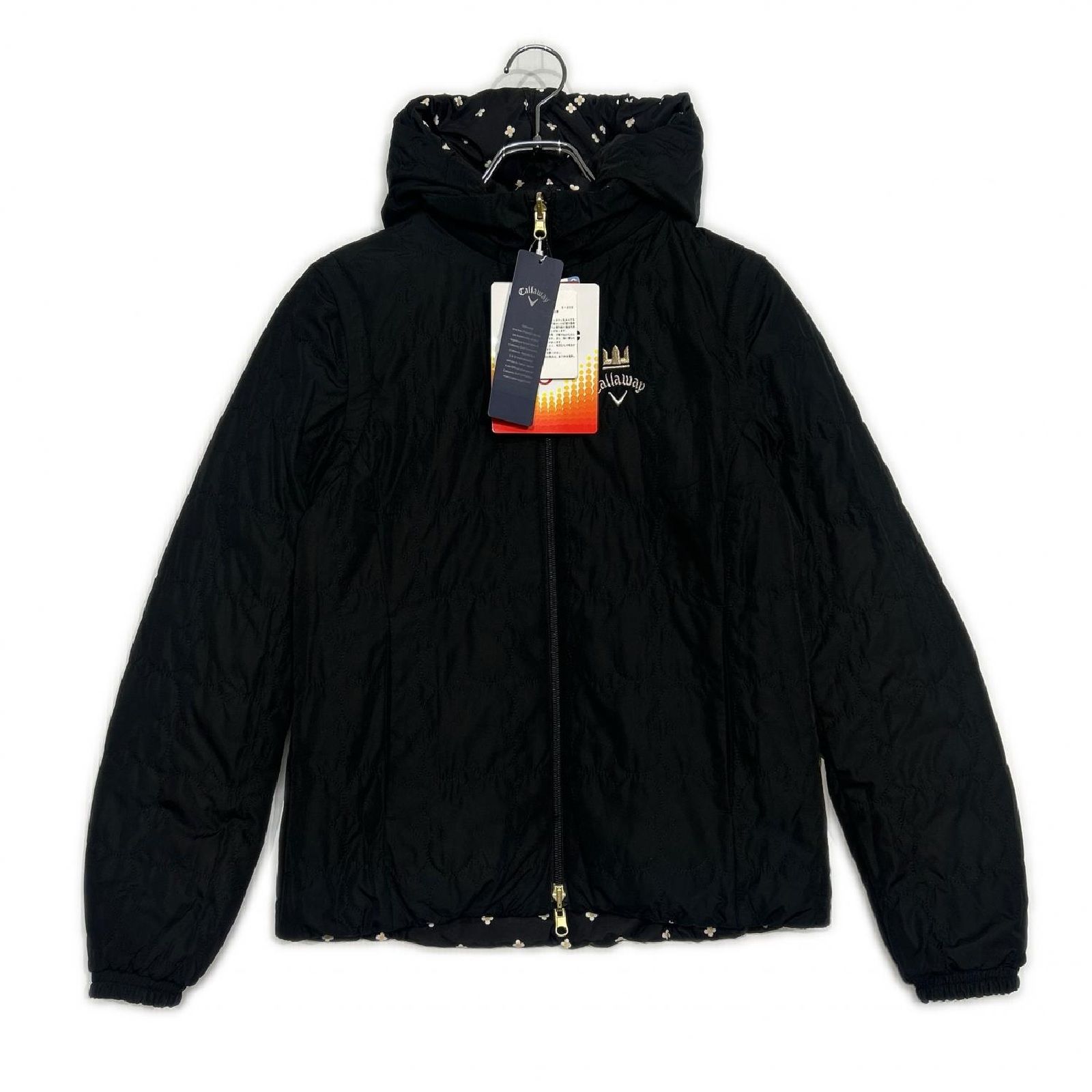 タグ付未使用品✨キャロウェイ ダウンジャケット リバーシブル 花柄 6WAY キャロウェイ リバーシブルダウンジャケット 白×黒 キルティング 裏花