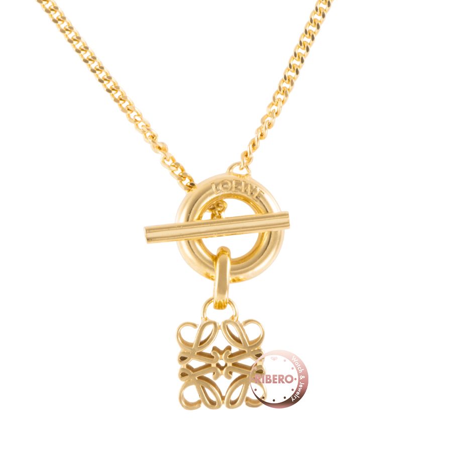 LOEWE ロエベ アナグラム ペンダント ネックレス ゴールド【中古