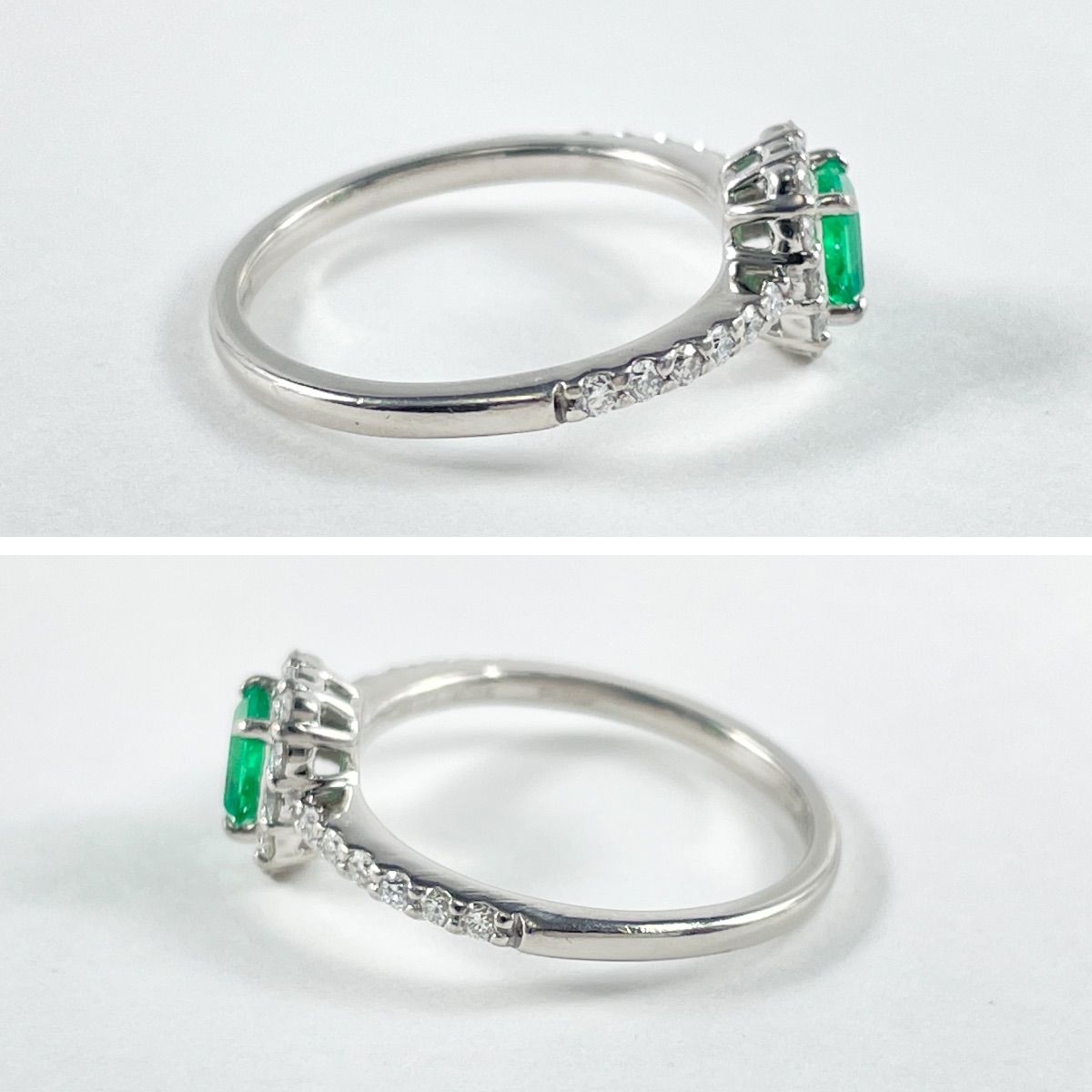 Pt900 天然エメラルド 0.24ct 天然ダイヤモンド 0.25ct リング - メルカリ