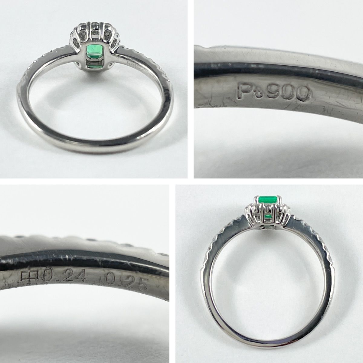 Pt900 天然エメラルド 0.24ct 天然ダイヤモンド 0.25ct リング - メルカリ