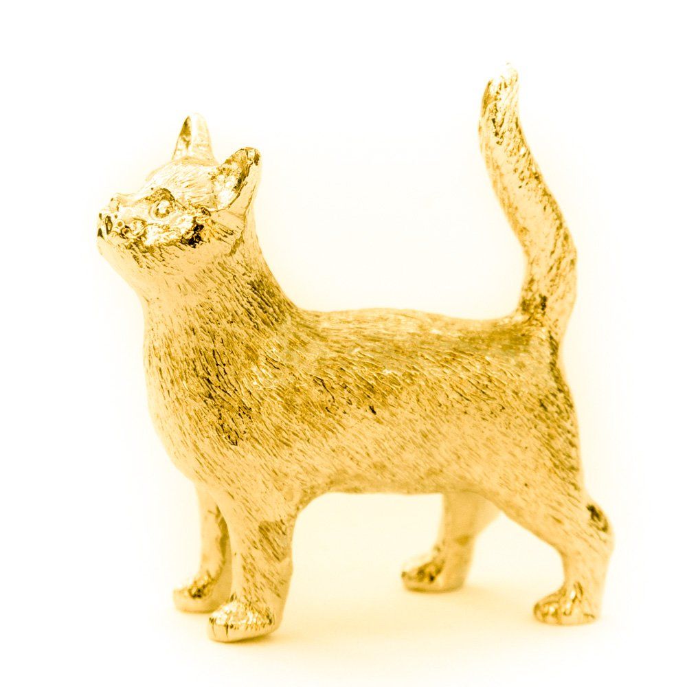 定番人気，低価 ネコ（猫）（立ち姿） 22ct ゴールドプレート イギリス製 アニマル アート フィギュア コレクション その他