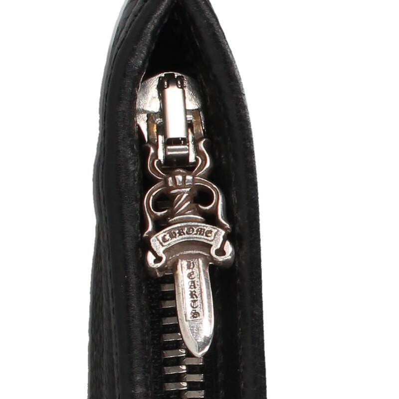 クロムハーツ FLAT BAG PLAIN ストラップ付レザークラッチバッグ  