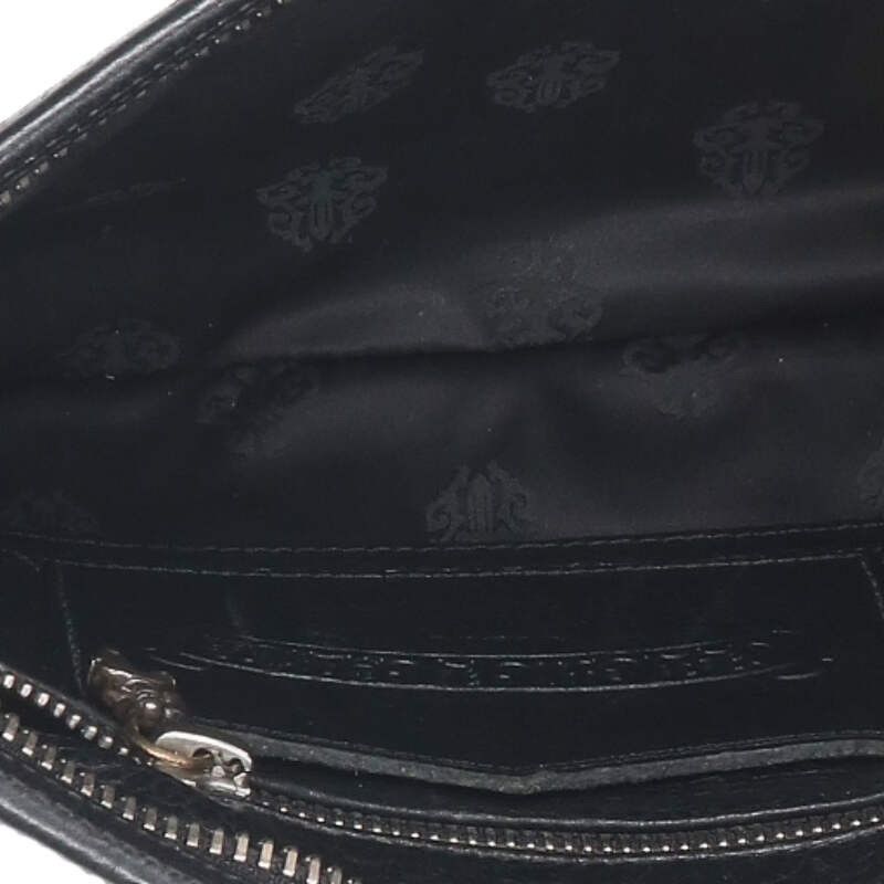 クロムハーツ FLAT BAG PLAIN ストラップ付レザークラッチバッグ  