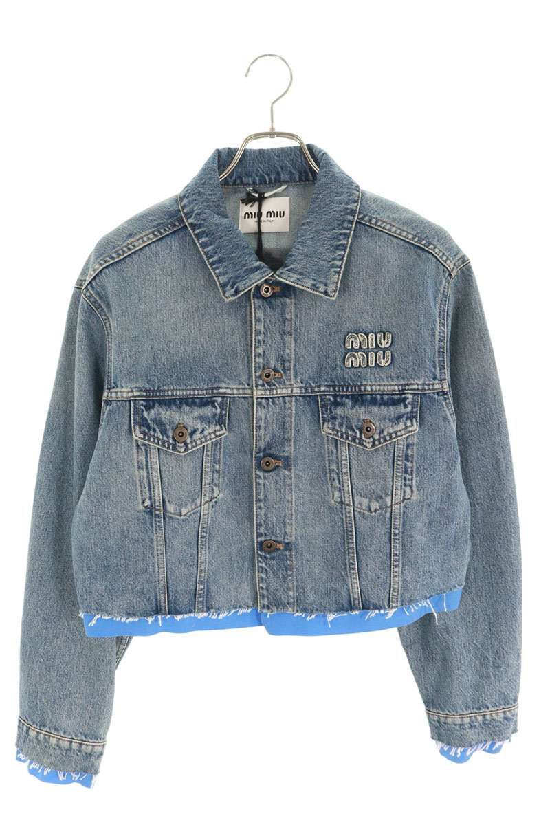 ⭐︎ミュウミュウ⭐︎Gジャン/デニム/Sサイズ ミュウミュウ GWB247 デニムポプリントラッカーデニムジャケット